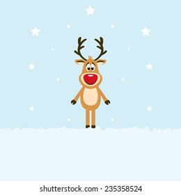 The Red-nosed Reindeer. Vector illustration