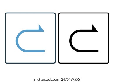Redo arrow icon. icon related to edit tool. suitable for web site, app, user interfaces, printable etc. solid icon style. simple vector design editable