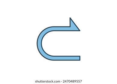 Redo arrow icon. icon related to edit tool. suitable for web site, app, user interfaces, printable etc. flat line icon style. simple vector design editable