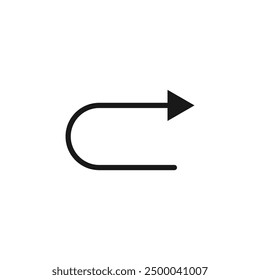 Redo arrow line. Left turn direction symbol. Navigation pointer sign. Vector