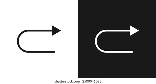 Redo arrow line. Left turn direction symbol. Navigation pointer sign. Vector