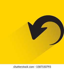 redo arrow sign with drop shadow in yellow background