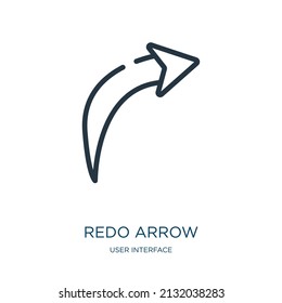 redo arrow thin line icon. arrow, undo linear icons from user interface concept isolated outline sign. Vector illustration symbol element for web design and apps.