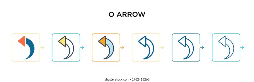 Rehacer icono vectorial de flecha en 6 estilos modernos diferentes. Iconos de flecha de rehacer negros, de dos colores, diseñados con el estilo relleno, contorno, línea y trazo. La ilustración vectorial se puede usar para web, móvil, ui