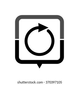 redo - black vector icon; map pointer;  message bubble