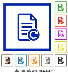 Redo document changes flat color icons in square frames on white background