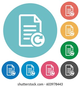 Redo document changes flat white icons on round color backgrounds