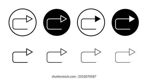 Redo icon Black and white outline vector