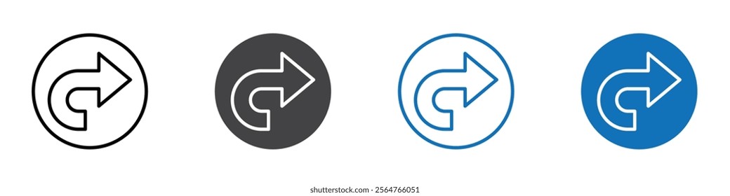 Redo icon flat editable icon mark set.