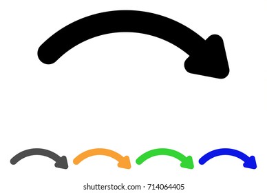 Redo icon. Vector illustration style is a flat contour iconic redo symbol with black, grey, green, blue, yellow color versions. Designed for web and software interfaces.