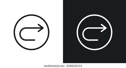 Redo icons in black and white liner strokes for web design.