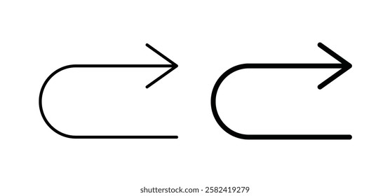 Redo icons pack vectors in black flat and strokes