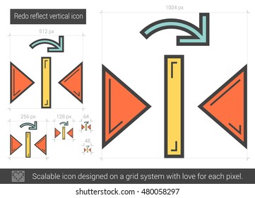 Redo reflect vertical vector line icon isolated on white background. Redo reflect vertical line icon for infographic, website or app. Scalable icon designed on a grid system.