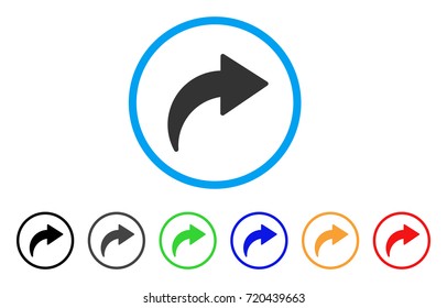 Redo rounded icon. Style is a flat redo gray symbol inside light blue circle with black, gray, green, blue, red, orange versions. Vector designed for web and software interfaces.
