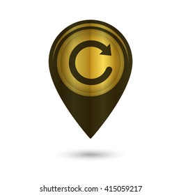 redo symbol - black vector icon; golden  map pointer
