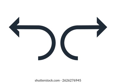 Redo and undo button, turn back and return. Vector linear icon isolated on white background.