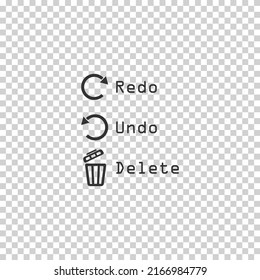 Redo, Undo, Delete, Vector illustration in dark color and transparent background (png)
