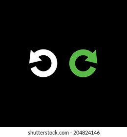redo and undo symbol on  black  background 