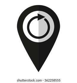 redo - vector icon;  black map pointer