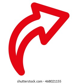 Redo vector icon. Style is contour flat icon symbol, red color, white background.