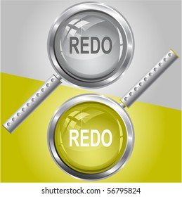Redo. Vector magnifying glass.