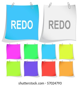 Redo. Vector note papers.