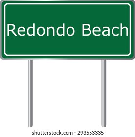 Redondo Beach , California, road sign green vector illustration, road table, USA city