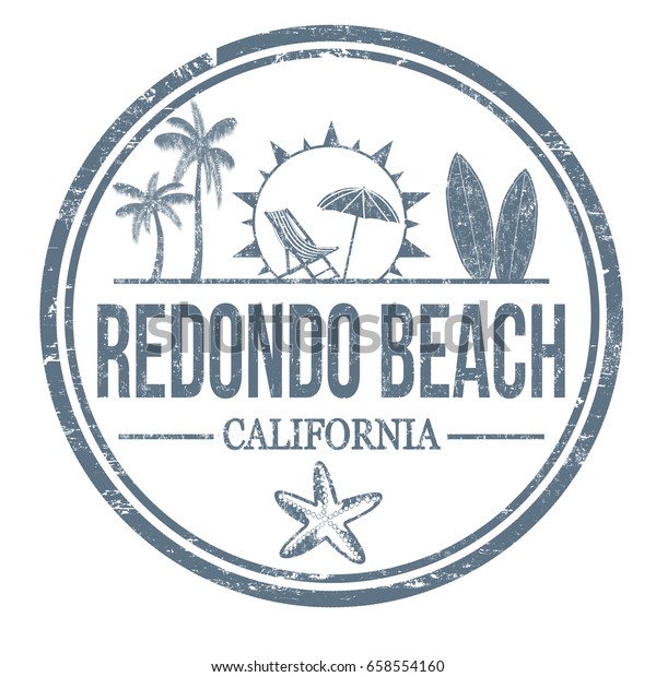 Signo o sello de playa de Redondo sobre fondo blanco, ilustración vectorial
