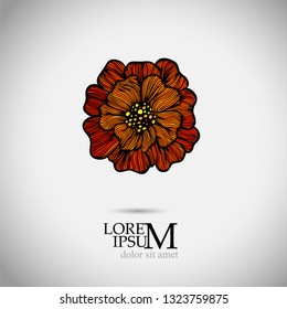 Red-orange abstract beautiful flower. Vector