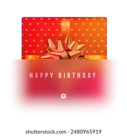 Red-Orange birthday gift on white background. Stock vector illustration.