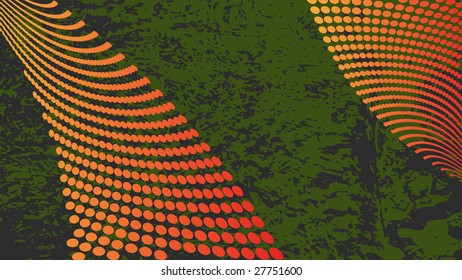 Red-orange dots on grunge vector background
