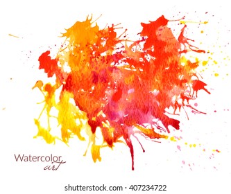 Red-orange watercolor vector background with a splash.