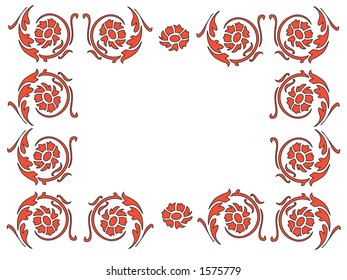  red,ornamented ,flowery frame