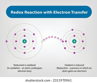 Redox Reaction with electron transfer Vector and Illustration