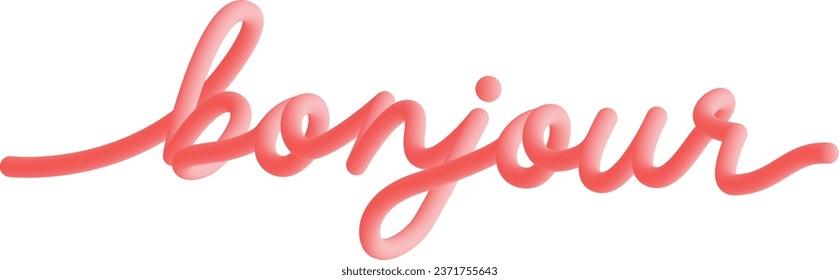 RedPink Bonjour typography, with 3D color gradations like balloons. And handwriting style.