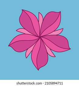 Red-pink flower in abstract style on beige background. Vector isolated image for website design or clipart