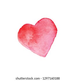 Red/pink heart on white background