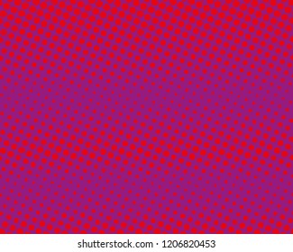Red-purple halftone background. Digital gradient. Abstract backdrop with circles, point, dots. Dotted pattern. Futuristic panel Vector illustration