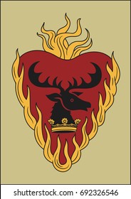 Redraw of House Baratheon (Stannis) Heraldic Sign. A song of Ice and Fire
Great House Heraldry. Game of Thrones heraldic vector sign. Great Houses of Westeros. Vector Heraldry. CMYK. A4 size.