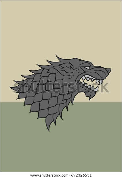Redraw of House Stark Heraldic Sign. A Song of Ice\
and Fire Heraldry. Great Houses of Westeros. Vector Heraldry.\
Vector. A4 Size. CMYK.