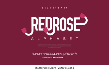 Redrose abstract digital technology logo font alphabet. Minimal modern urban fonts for logo, brand etc. Typography typeface uppercase lowercase and number. vector illustration