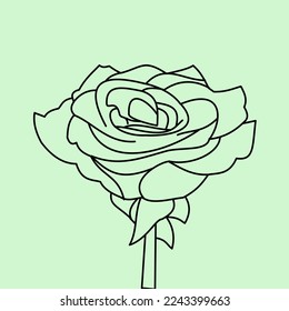 redrose flower vector icon black and white