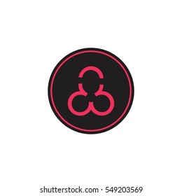 reds three circles in black background logo vector design