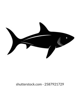 Redtail Shark Silhouette Vector Art and Black Color Design Illustration