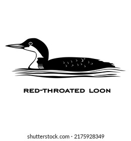 Red-throated loon logo isolated on white background. Red-throated loon silhouette. Minimalist vector illustration