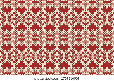 Red-toned knitted patterns, native-style sweater design, vector illustration, eps file.