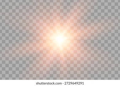 Sol vermelho ou estrela com raios suaves suaves sobre um fundo texturizado muito leve. Efeito de luz solar abstrata com brilho quente no formato paisagem.