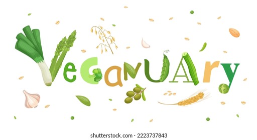 Reduce animal products consumption. Eat less meat for the well-being of animal, environment. Changing eating habits to vegan diet, veganuary month promotional poster. Editable vector illustration.
