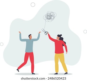 Reduce anxiety or stress, psychotherapy to cure mental health problem or depression, relaxation or relief to cure overworked concept.flat design.illustration with people.