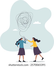 Reduce anxiety or stress, psychotherapy to cure mental health problem or depression, relaxation or relief to cure overworked.business concept.flat character.